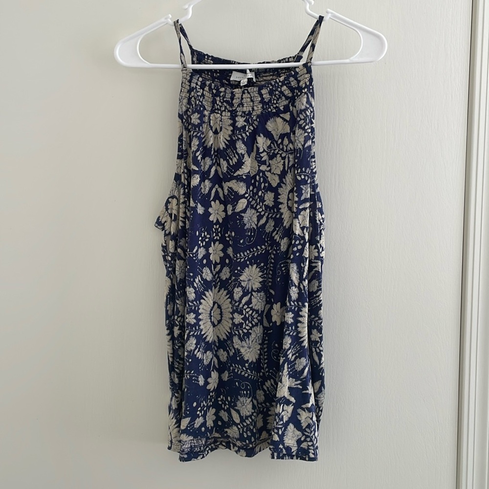 Lucky Brand Blue and White Floral Tank Top.  Size: L